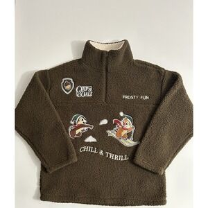Disney Women's Chip 'n‎ Dale Winter Sherpa Quarter‑Zip Pullover Brown Size L